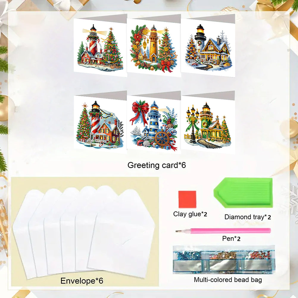 6PCS DIY Rhinestone Diamond Art Mosaic Postcards for Festivals and Celebrations