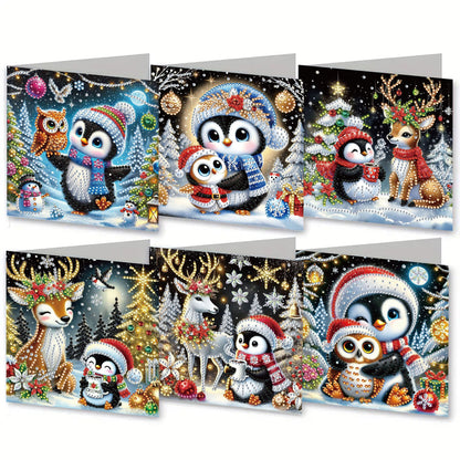 6PCS DIY Rhinestone Diamond Art Mosaic Postcards for Festivals and Celebrations