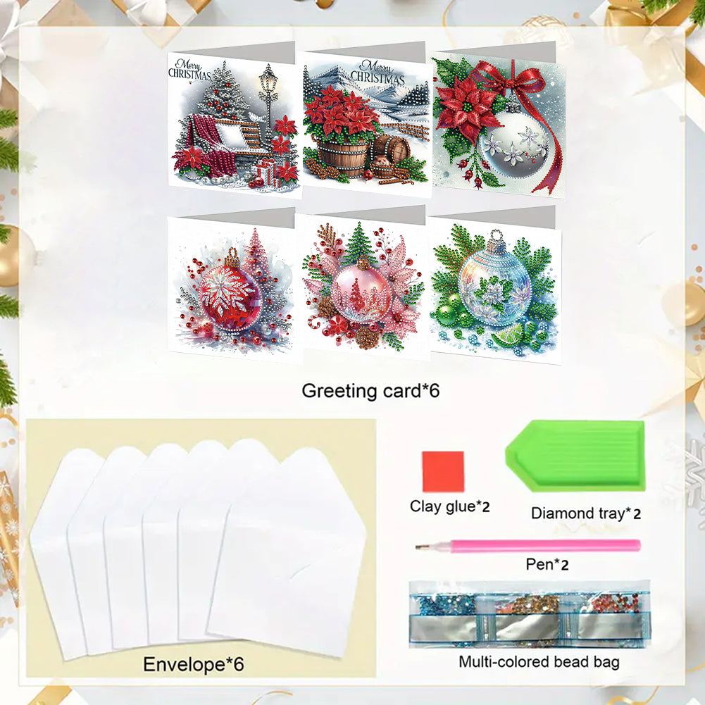 6PCS DIY Rhinestone Diamond Art Mosaic Postcards for Festivals and Celebrations