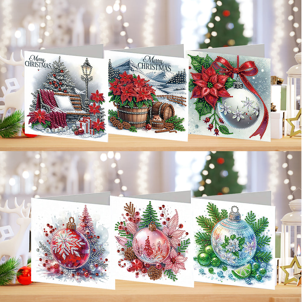 6PCS DIY Rhinestone Diamond Art Mosaic Postcards for Festivals and Celebrations