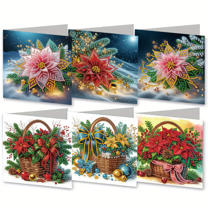 6PCS DIY Rhinestone Diamond Art Mosaic Postcards for Festivals and Celebrations