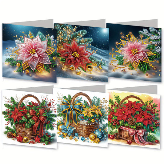 6PCS DIY Rhinestone Diamond Art Mosaic Postcards for Festivals and Celebrations