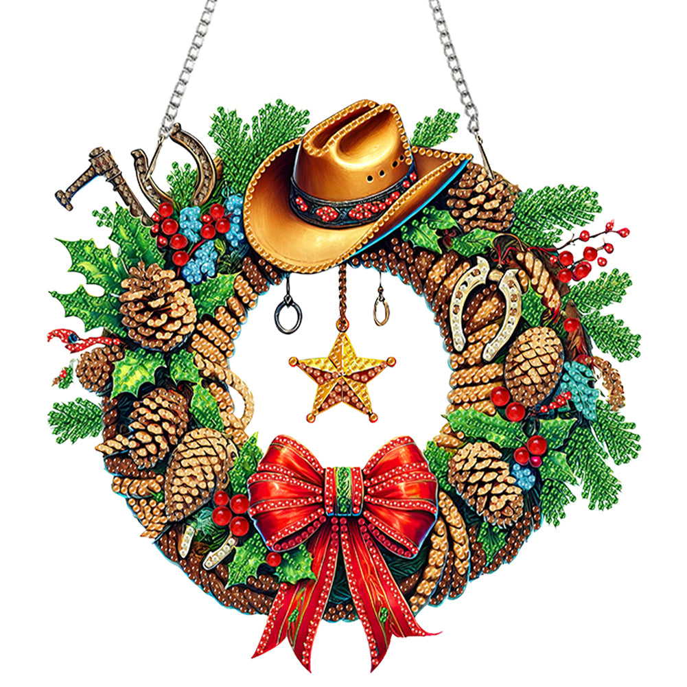 Christmas Theme 2D Flat DIY Hanging Diamond Art Kits Home Wall Decoration Crafts