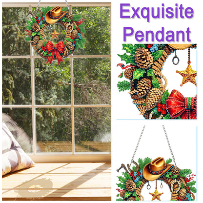 Christmas Theme 2D Flat DIY Hanging Diamond Art Kits Home Wall Decoration Crafts