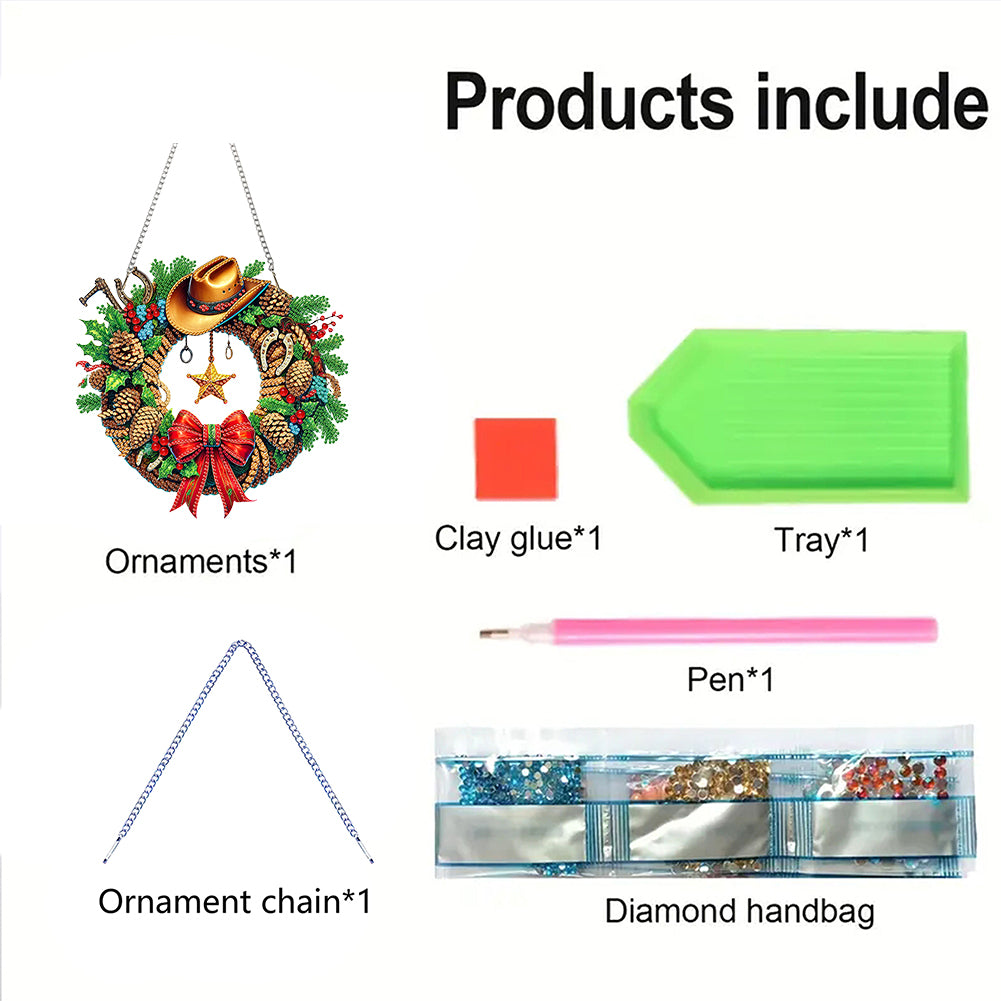 Christmas Theme 2D Flat DIY Hanging Diamond Art Kits Home Wall Decoration Crafts