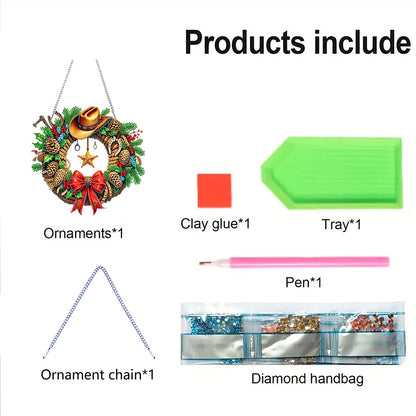 Christmas Theme 2D Flat DIY Hanging Diamond Art Kits Home Wall Decoration Crafts