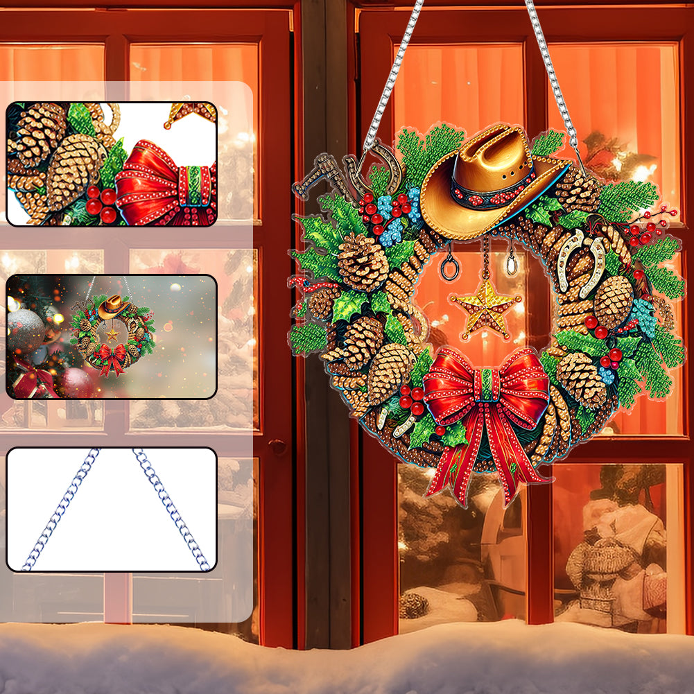 Christmas Theme 2D Flat DIY Hanging Diamond Art Kits Home Wall Decoration Crafts