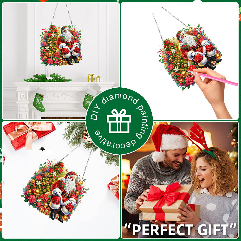 Christmas Theme 2D Flat DIY Hanging Diamond Art Kits Home Wall Decoration Crafts