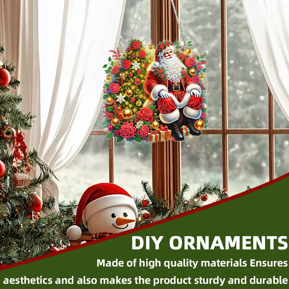 Christmas Theme 2D Flat DIY Hanging Diamond Art Kits Home Wall Decoration Crafts
