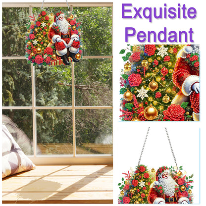 Christmas Theme 2D Flat DIY Hanging Diamond Art Kits Home Wall Decoration Crafts