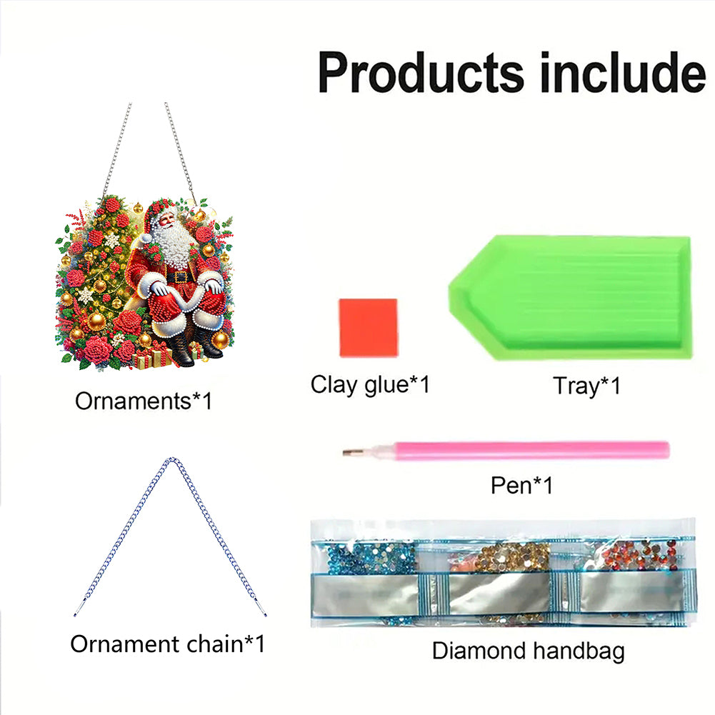 Christmas Theme 2D Flat DIY Hanging Diamond Art Kits Home Wall Decoration Crafts