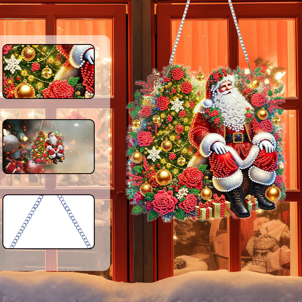 Christmas Theme 2D Flat DIY Hanging Diamond Art Kits Home Wall Decoration Crafts