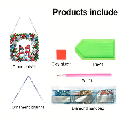 Christmas Theme 2D Flat DIY Hanging Diamond Art Kits Home Wall Decoration Crafts