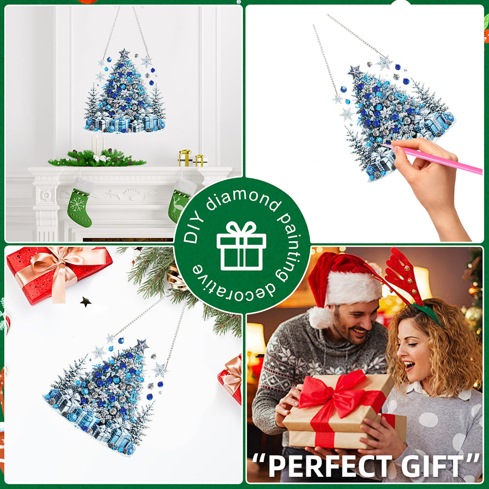 Christmas Theme 2D Flat DIY Hanging Diamond Art Kits Home Wall Decoration Crafts