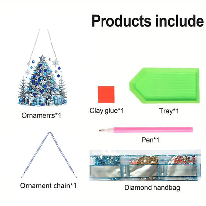 Christmas Theme 2D Flat DIY Hanging Diamond Art Kits Home Wall Decoration Crafts