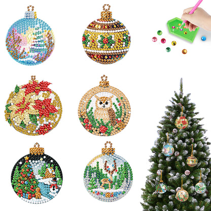 6pcs Xmas 2D Flat DIY Hanging Diamond Art Kits Window Hanging Art for Home Decor