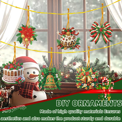 6pcs Xmas 2D Flat DIY Hanging Diamond Art Kits Window Hanging Art for Home Decor