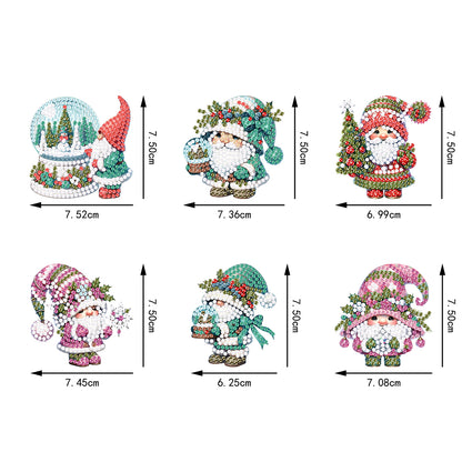 6pcs Xmas 2D Flat DIY Hanging Diamond Art Kits Window Hanging Art for Home Decor