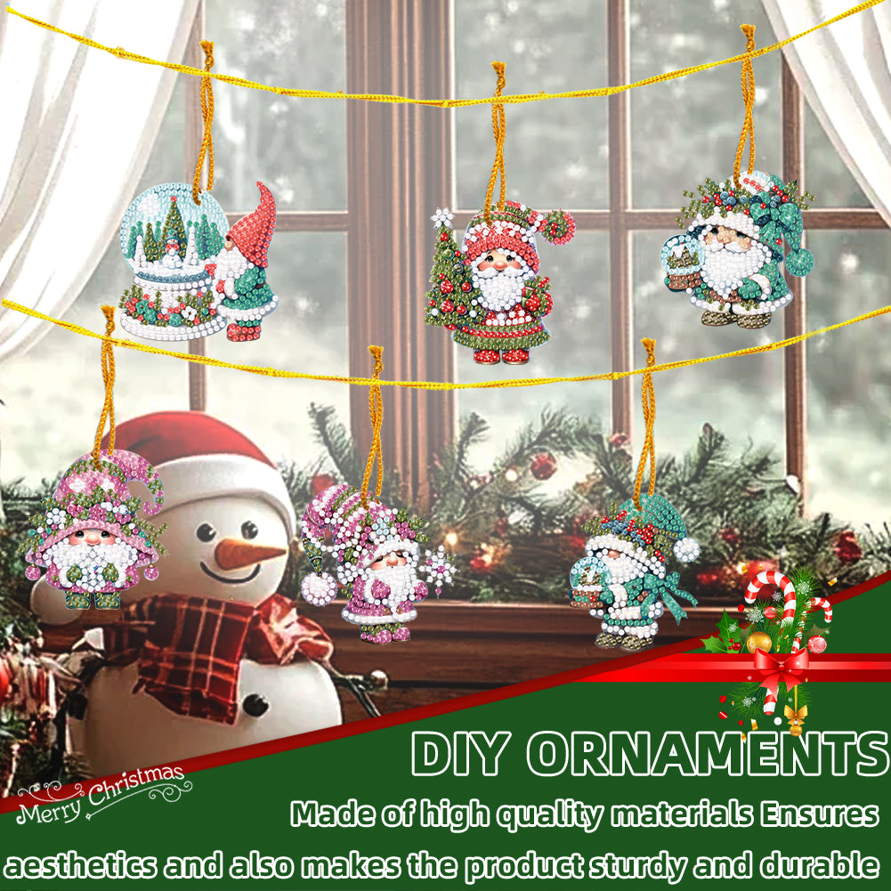 6pcs Xmas 2D Flat DIY Hanging Diamond Art Kits Window Hanging Art for Home Decor