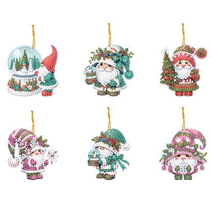 6pcs Xmas 2D Flat DIY Hanging Diamond Art Kits Window Hanging Art for Home Decor