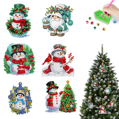 6pcs Xmas 2D Flat DIY Hanging Diamond Art Kits Window Hanging Art for Home Decor