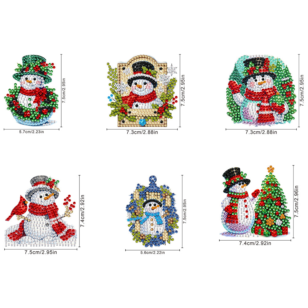 6pcs Xmas 2D Flat DIY Hanging Diamond Art Kits Window Hanging Art for Home Decor
