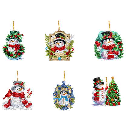 6pcs Xmas 2D Flat DIY Hanging Diamond Art Kits Window Hanging Art for Home Decor