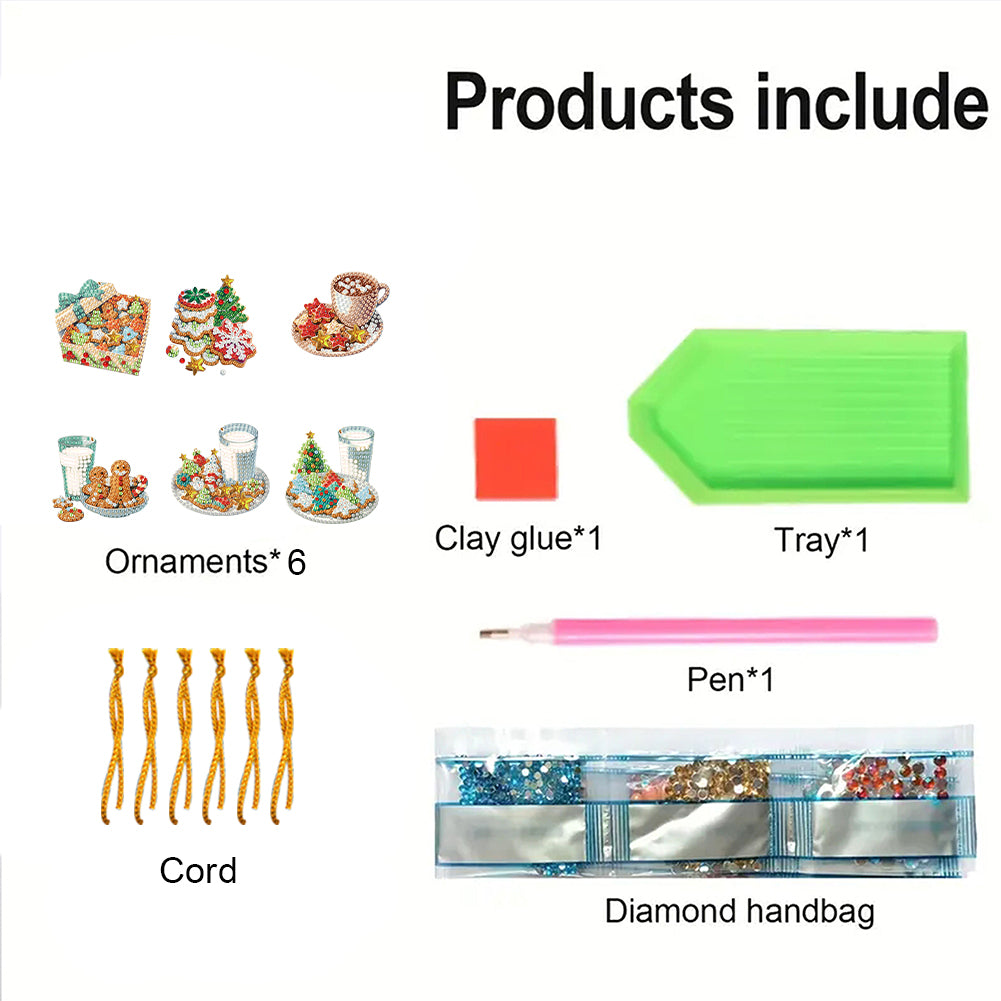 6pcs Xmas 2D Flat DIY Hanging Diamond Art Kits Window Hanging Art for Home Decor