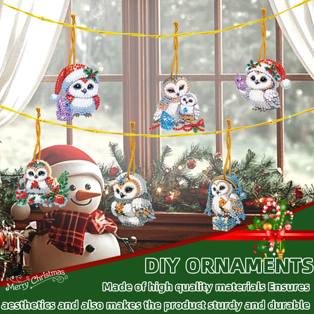 6pcs Xmas 2D Flat DIY Hanging Diamond Art Kits Window Hanging Art for Home Decor