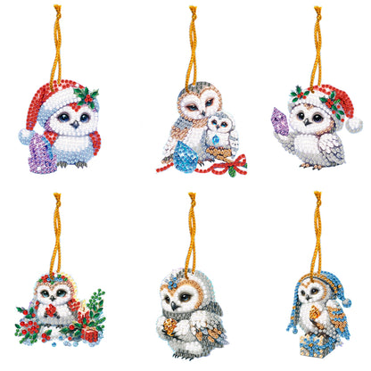 6pcs Xmas 2D Flat DIY Hanging Diamond Art Kits Window Hanging Art for Home Decor