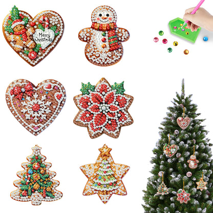 6pcs Xmas 2D Flat DIY Hanging Diamond Art Kits Window Hanging Art for Home Decor