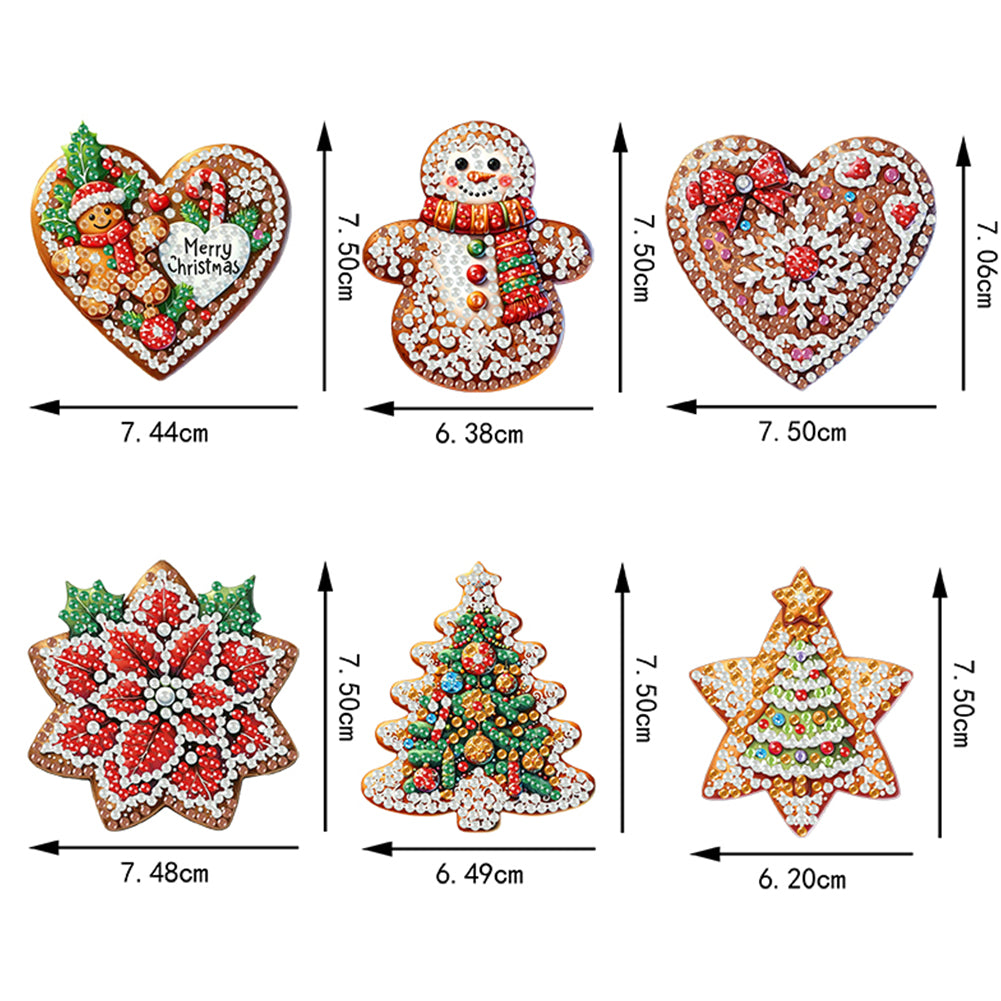 6pcs Xmas 2D Flat DIY Hanging Diamond Art Kits Window Hanging Art for Home Decor