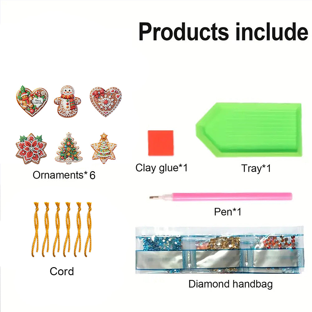 6pcs Xmas 2D Flat DIY Hanging Diamond Art Kits Window Hanging Art for Home Decor