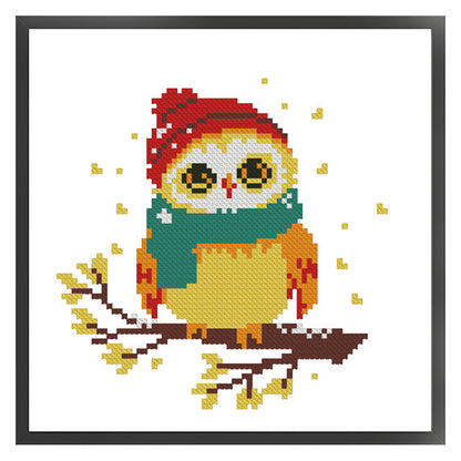 Owl With Scarf - 11CT Stamped Cross Stitch 24*24CM(Mona Lisa Brand)