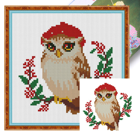 Owl - 11CT Stamped Cross Stitch 24*24CM(Mona Lisa Brand)