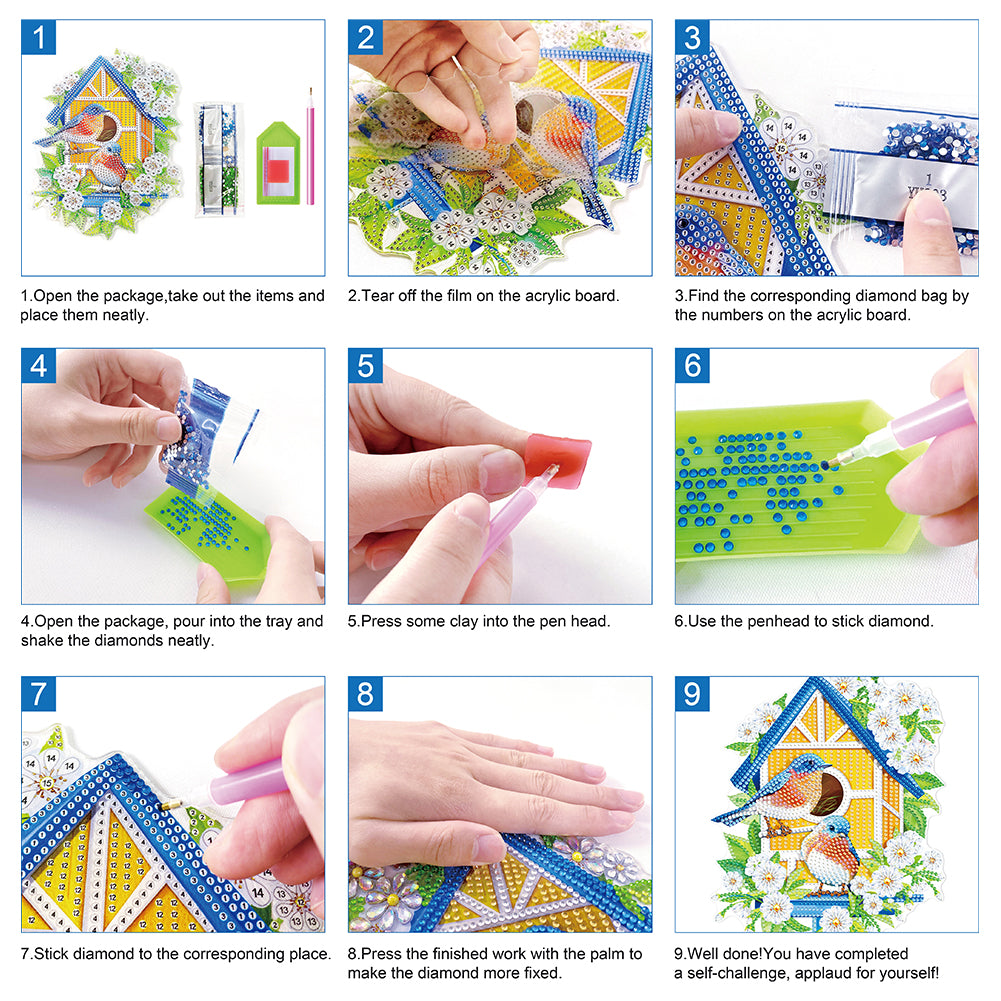 6Pcs Acrylic 2D Flat Chameleon Diamond Art Magnets Decals for Fridge Whiteboards