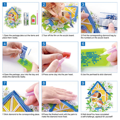 6Pcs Acrylic 2D Flat Chameleon Diamond Art Magnets Decals for Fridge Whiteboards
