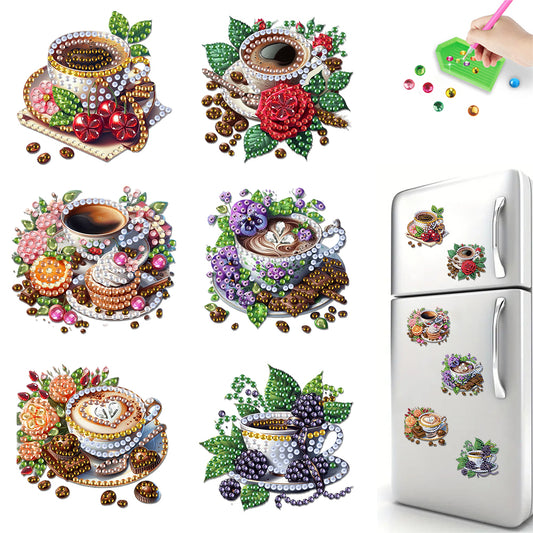 6Pcs Acrylic 2D Flat Chameleon Diamond Art Magnets Decals for Fridge Whiteboards