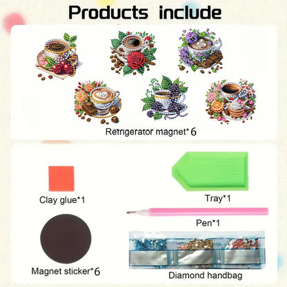 6Pcs Acrylic 2D Flat Chameleon Diamond Art Magnets Decals for Fridge Whiteboards