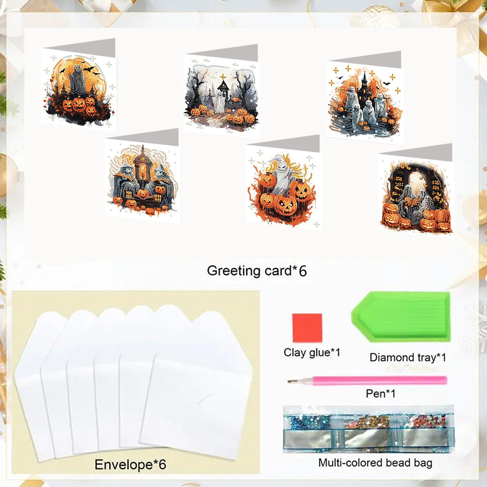 6PCS DIY Animal Pattern Diamond Art Greeting Cards Congratulations Cards & Gifts