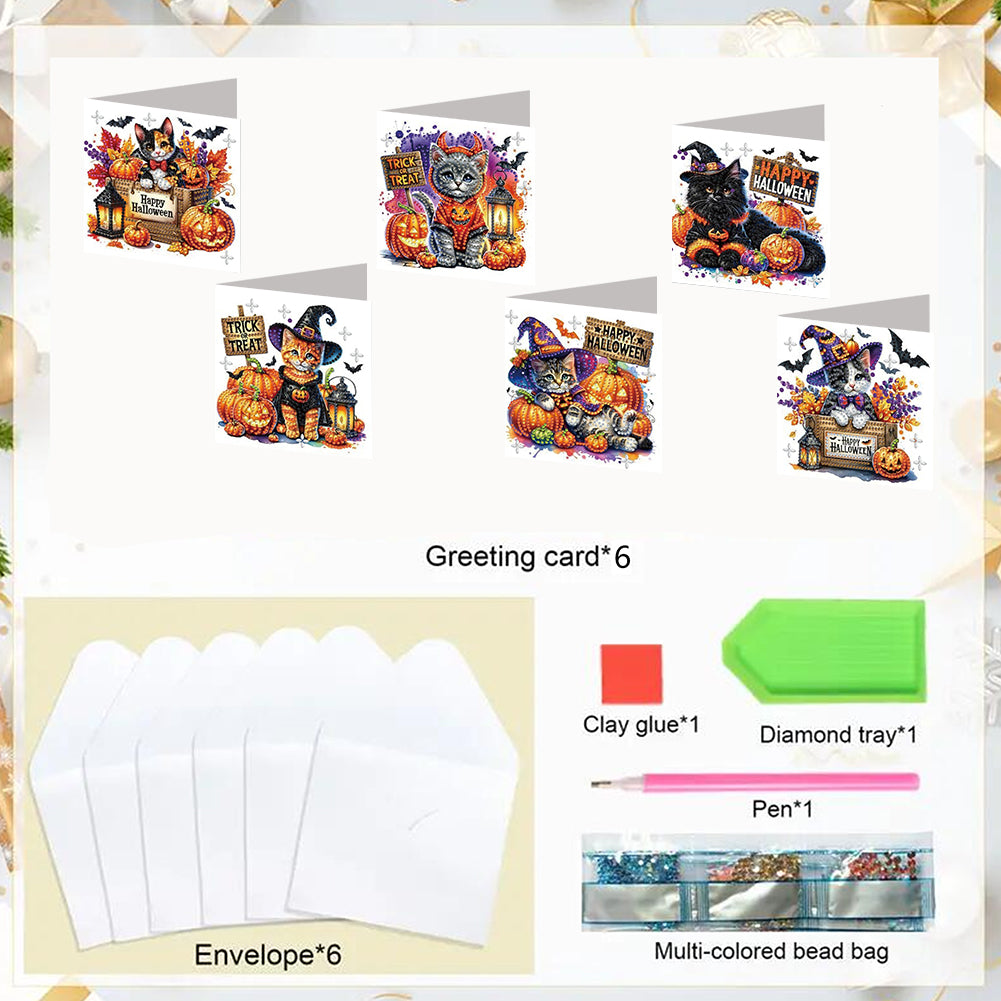 6PCS DIY Animal Pattern Diamond Art Greeting Cards Congratulations Cards & Gifts