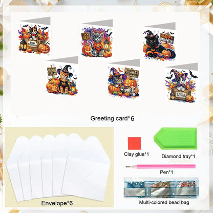 6PCS DIY Animal Pattern Diamond Art Greeting Cards Congratulations Cards & Gifts
