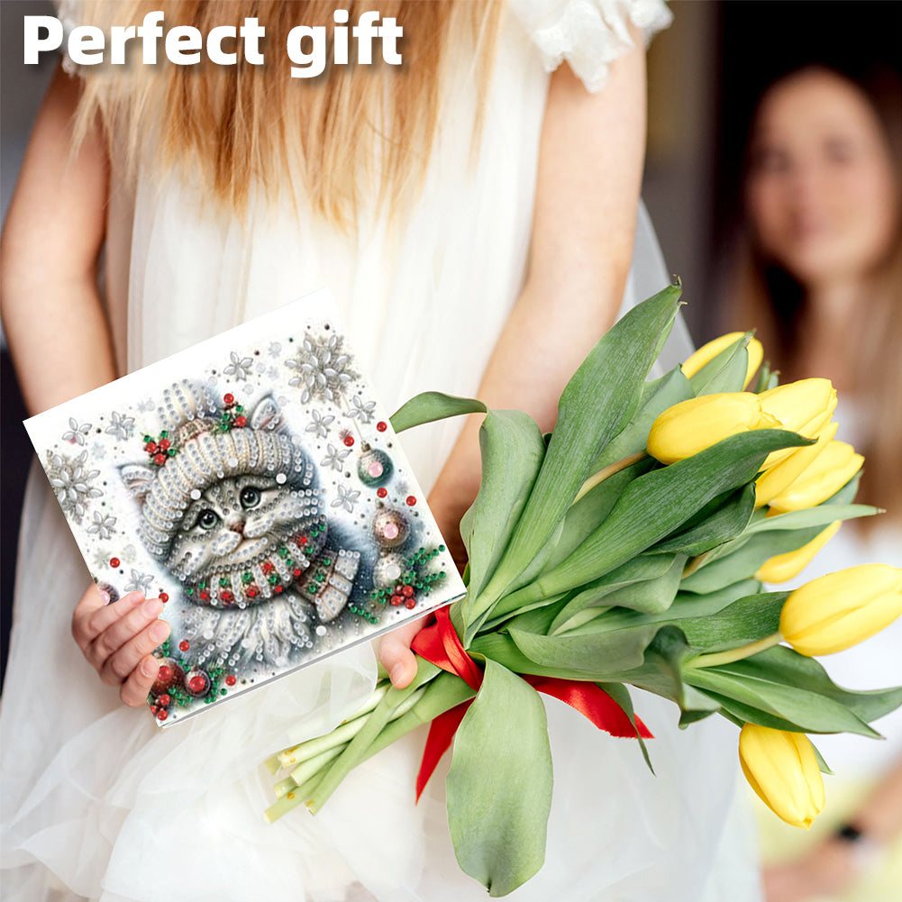 6PCS DIY Animal Pattern Diamond Art Greeting Cards Congratulations Cards & Gifts