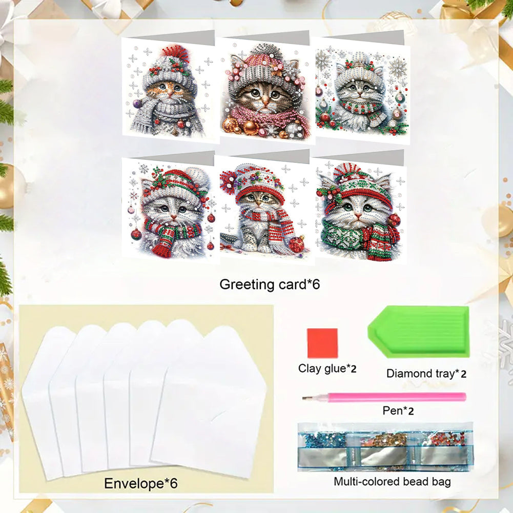 6PCS DIY Animal Pattern Diamond Art Greeting Cards Congratulations Cards & Gifts