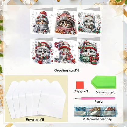 6PCS DIY Animal Pattern Diamond Art Greeting Cards Congratulations Cards & Gifts