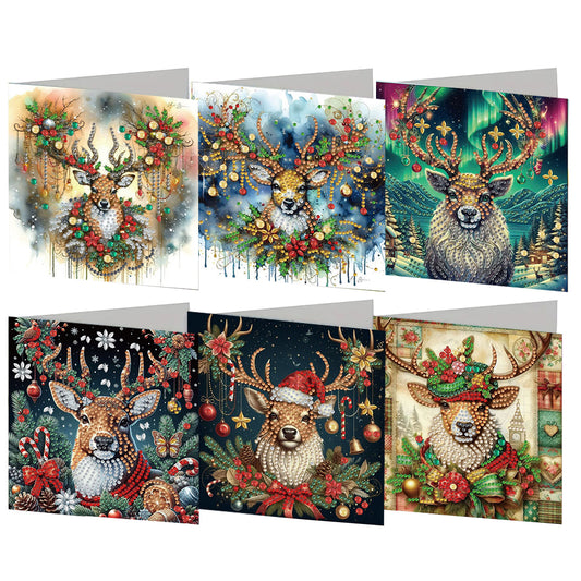 6PCS DIY Animal Pattern Diamond Art Greeting Cards Congratulations Cards & Gifts