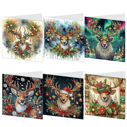 6PCS DIY Animal Pattern Diamond Art Greeting Cards Congratulations Cards & Gifts