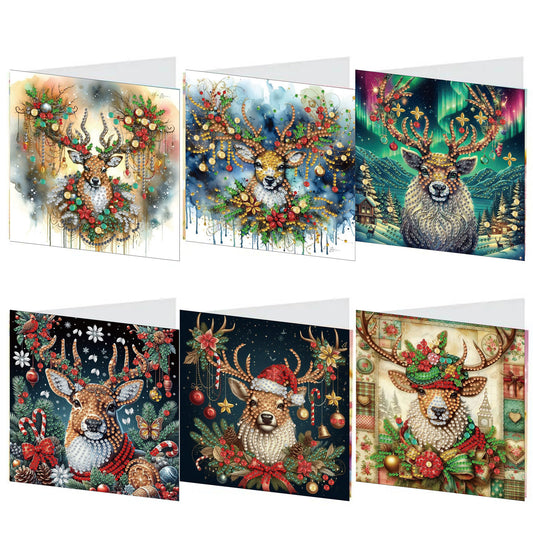 6PCS DIY Animal Pattern Diamond Art Greeting Cards Congratulations Cards & Gifts