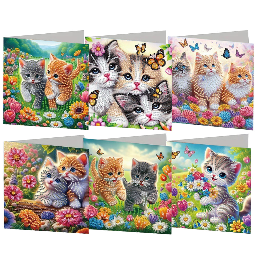 6PCS DIY Animal Pattern Diamond Art Greeting Cards Congratulations Cards & Gifts