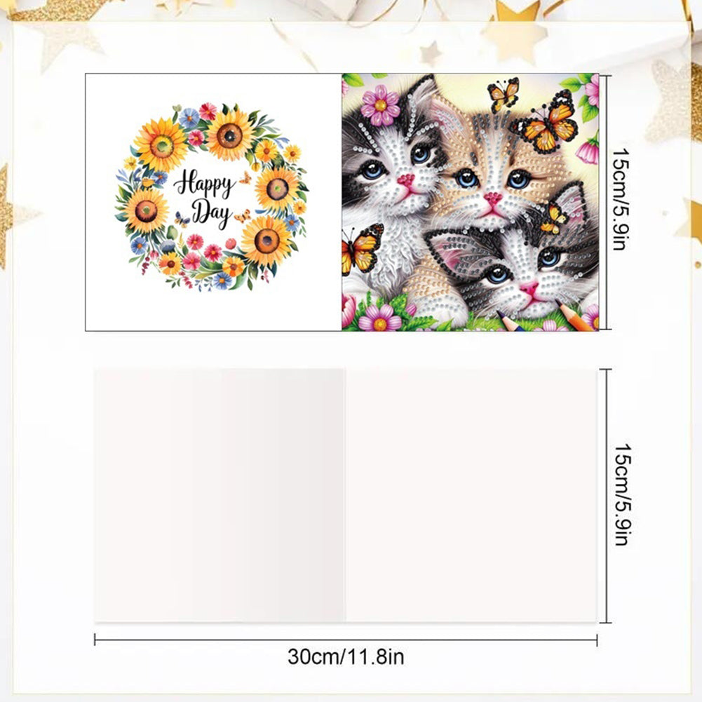 6PCS DIY Animal Pattern Diamond Art Greeting Cards Congratulations Cards & Gifts
